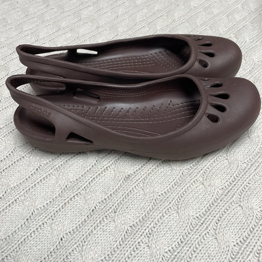 Women’s sz 8 Crocs Brown Malindi Ballet Slip-ons Slingback Flat Shoes Chocolate - Picture 10 of 10